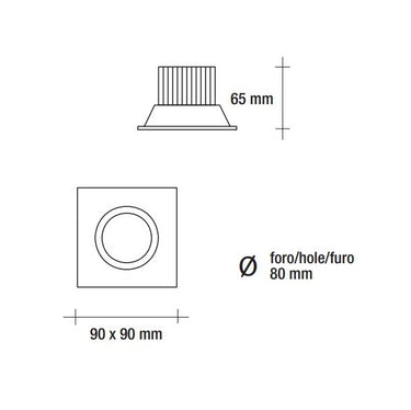 Vivida faretto inc.quadr.bianco led 6w 500lm Vivida luce Faretti e scatole portafaretto